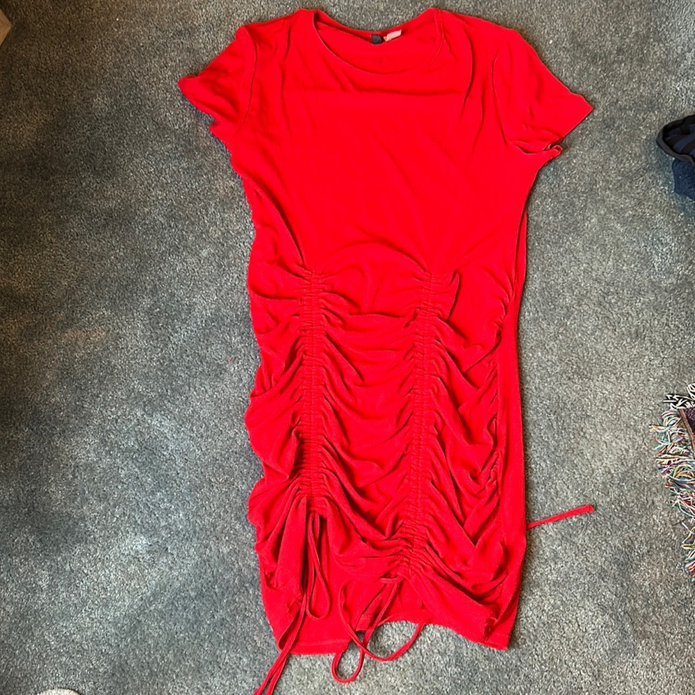 Red dress.